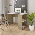 White Computer Desk with Side Storage Shelves B954505