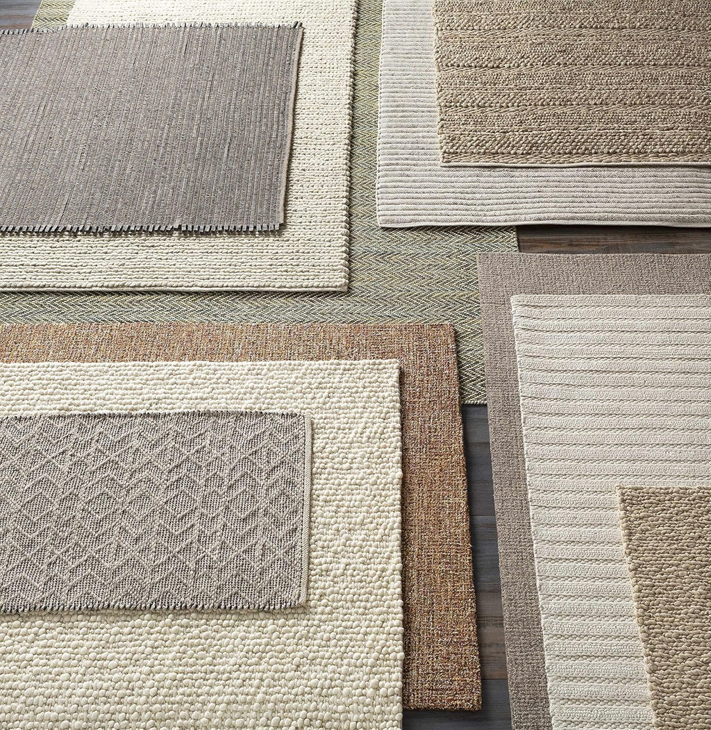 Wool & Viscose Bohemian Area Rug, Ivory, Beige, Cream, Grey, 10' x 14' Y3787