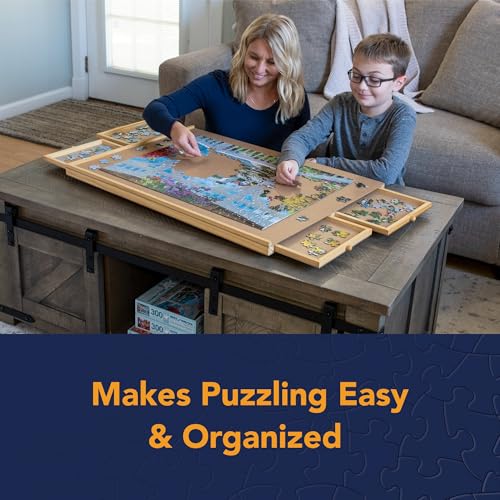 Puzzle Board with Drawers – 1000 Piece Wooden Puzzle Board with Sorting Trays C867926