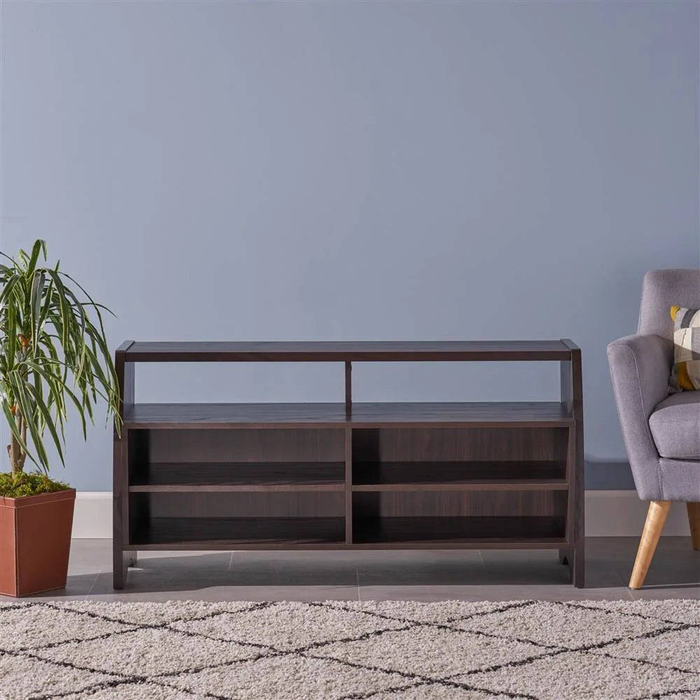 Faux Wood Overlay TV Stand in Dark Walnut G45695