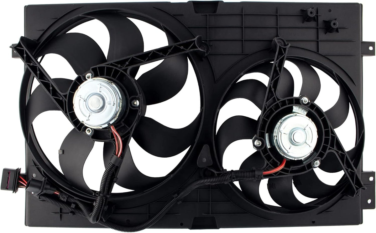 Dual Radiator Cooling Fan Assembly for 1998-2005 Volkswagen Beetle 1.8L 1.9L 2.0L with 3 Prong Wire Plug P588220