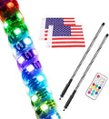 2PCS 3FT RGB Spiral LED Whip Lights for UTV ATV Offroad Trucks L209