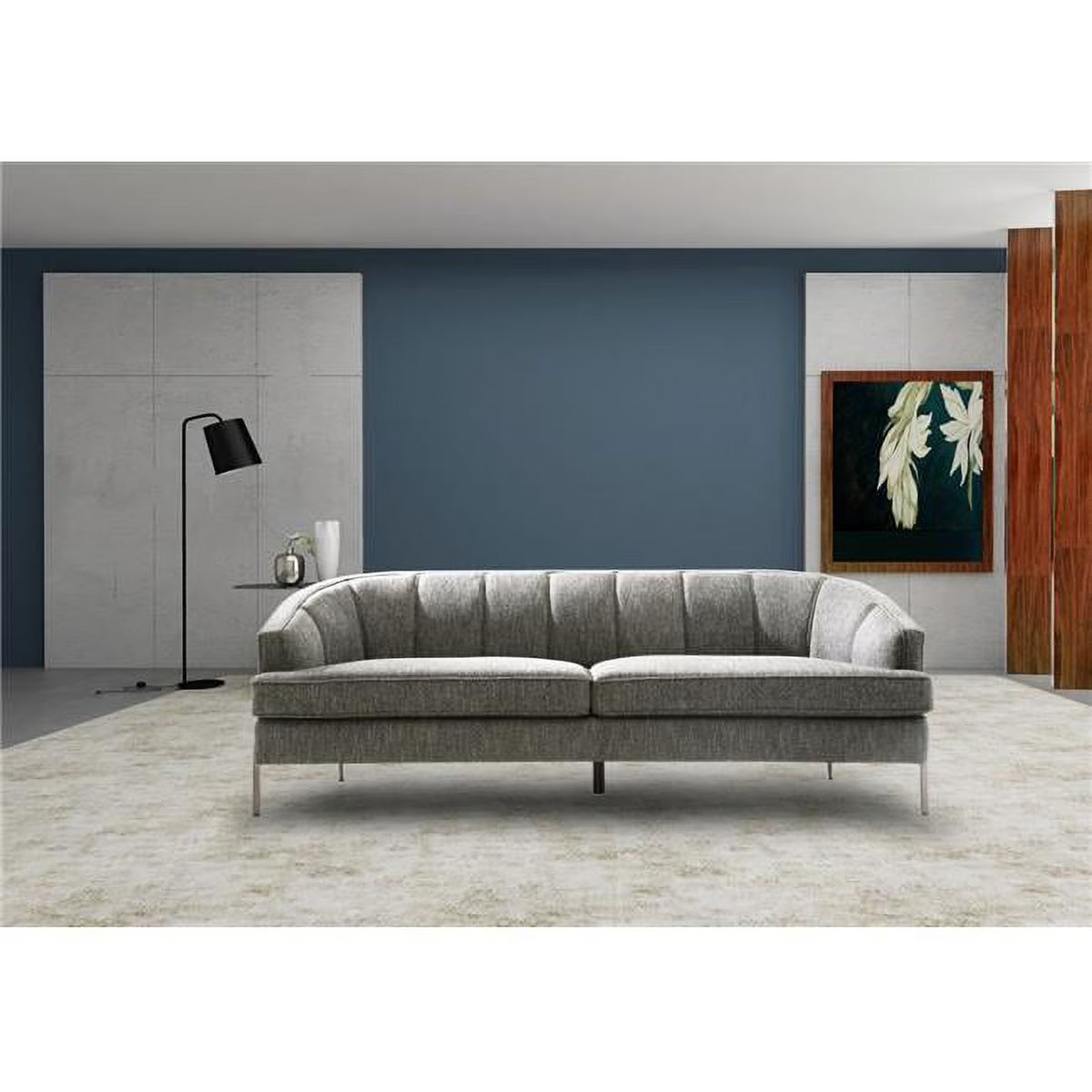 Dark Grey Linen-Textured Sofa with Metal Legs I6206