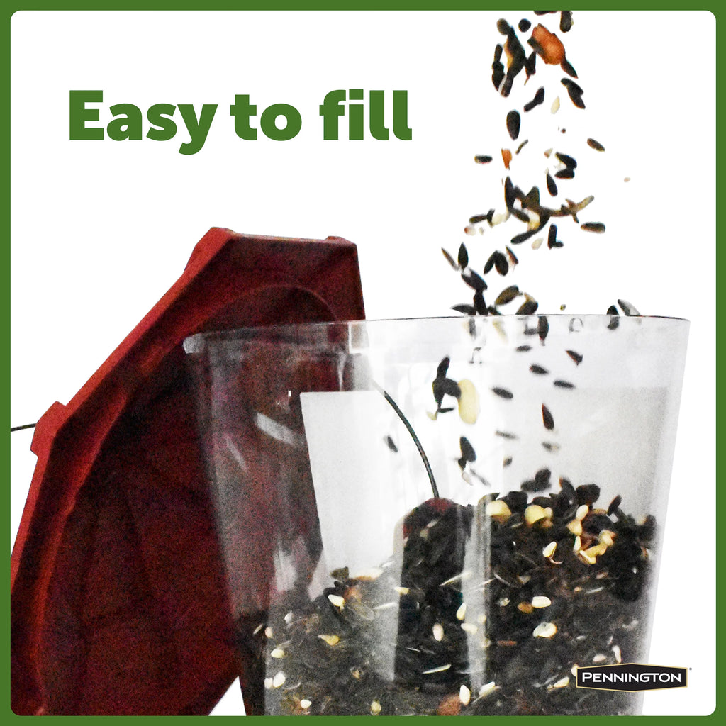 Red Recycled Plastic Wild Bird Hopper Feeder, 7 lb. Capacity, 2 Pack V53112