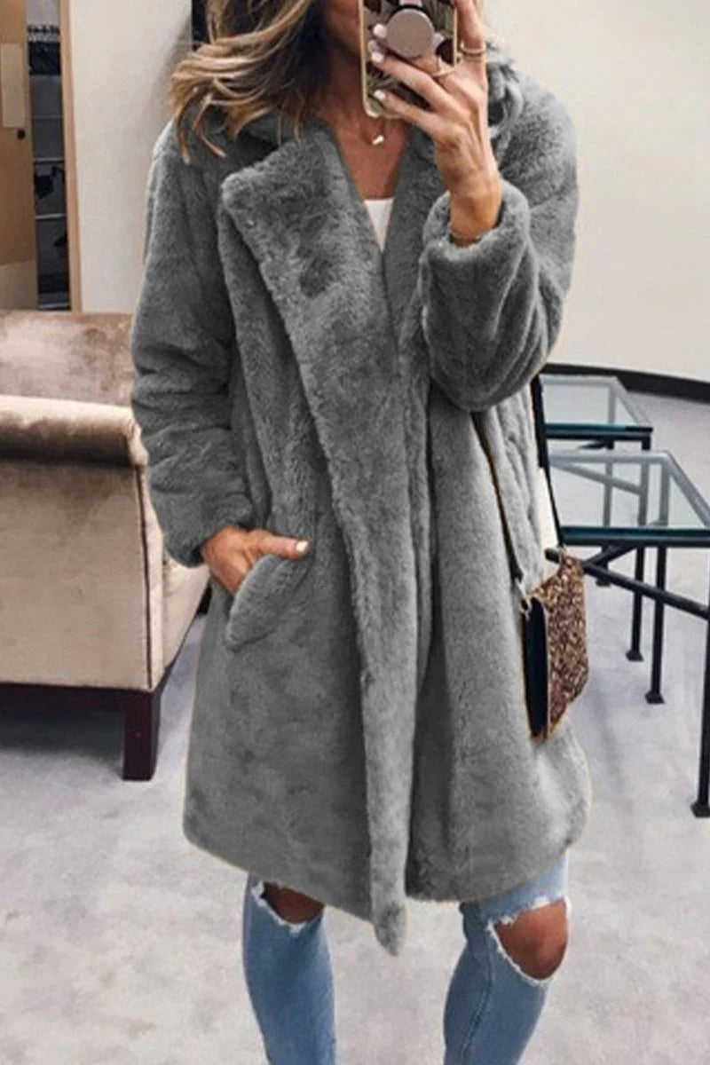 Solid Pocket Turndown Collar Outerwear G260