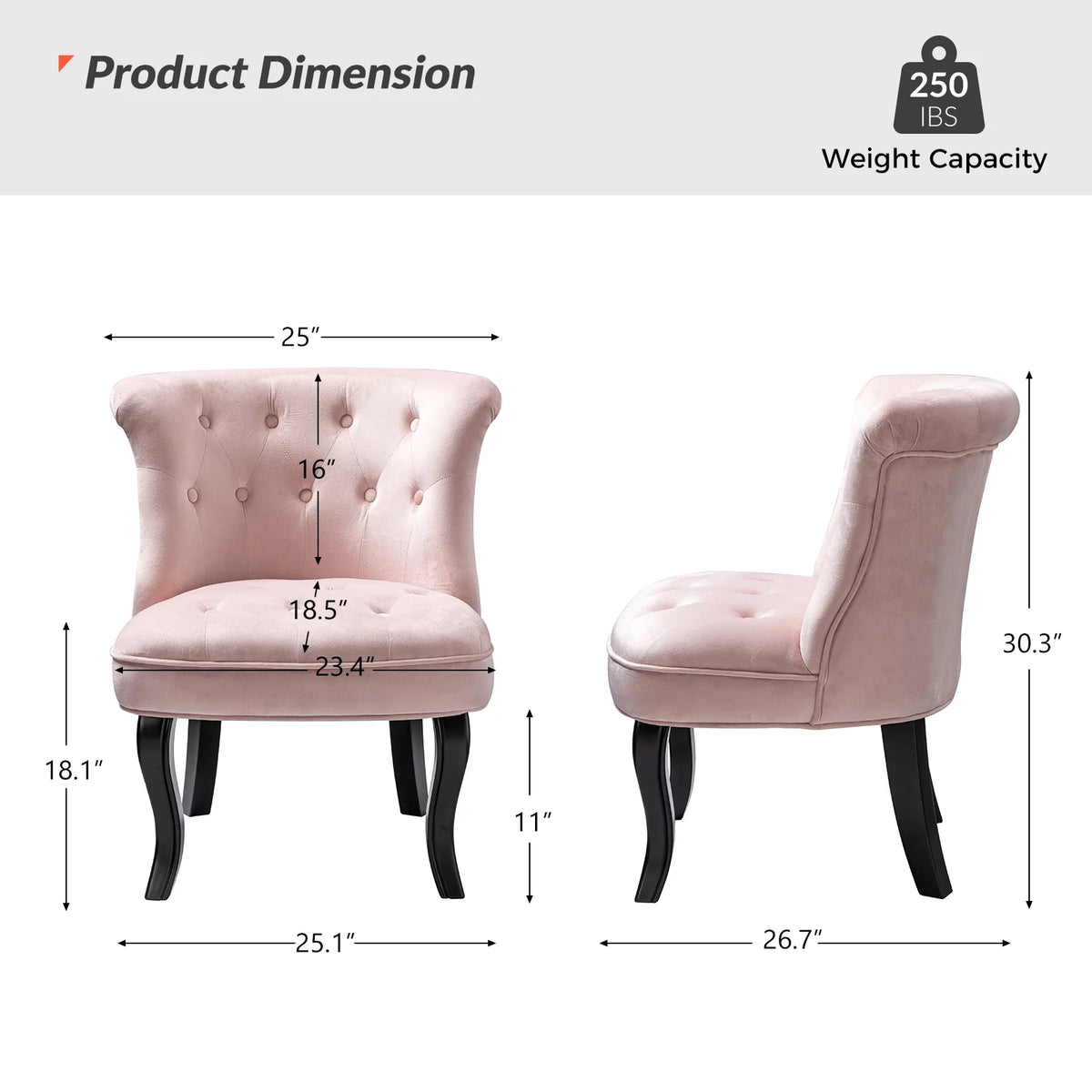 Velvet Tufted Wingback Chair Set of 2 Z481