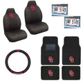 4 PC Carpet Floor Mats with 2 Chrome License Plate and 2 Seat Covers Plus Wheel Cover D118