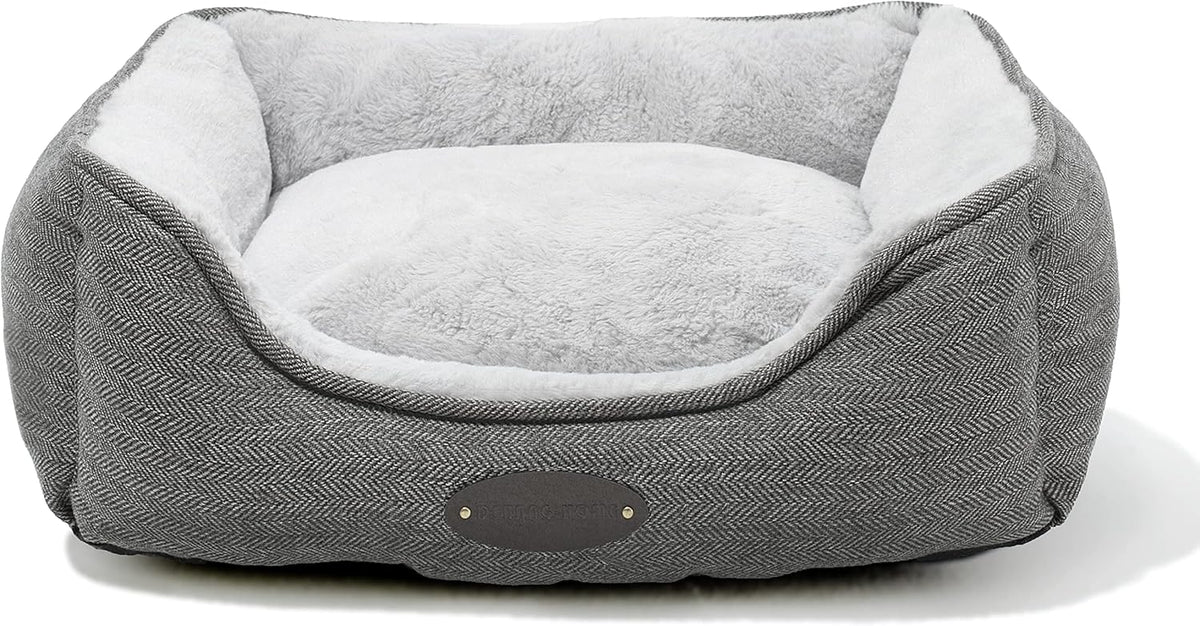 Beige Rectangle Calming Pet Bed with Washable Cushion Y83100