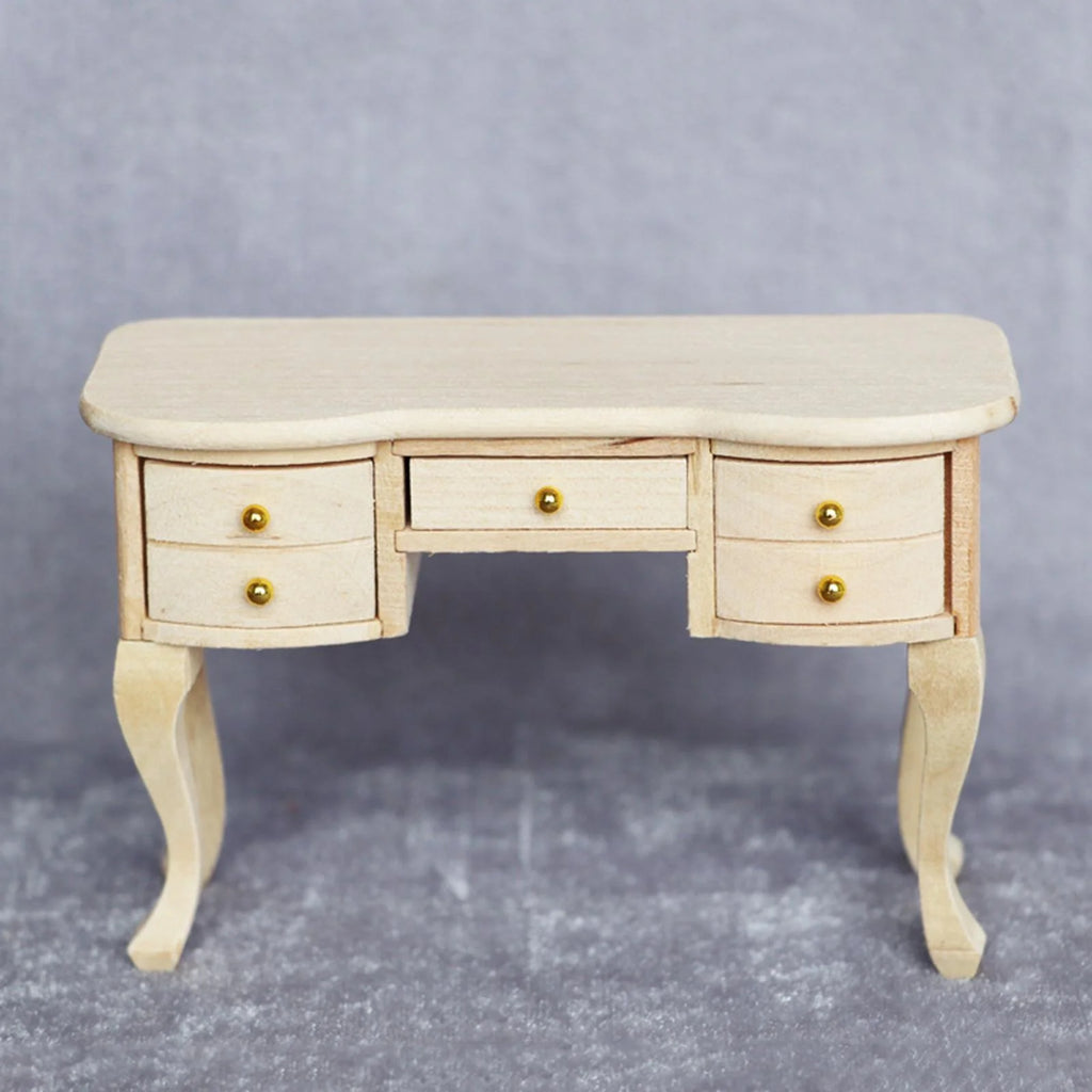 Unpainted Wooden 1:12 Dollhouse Miniature Desk Y914