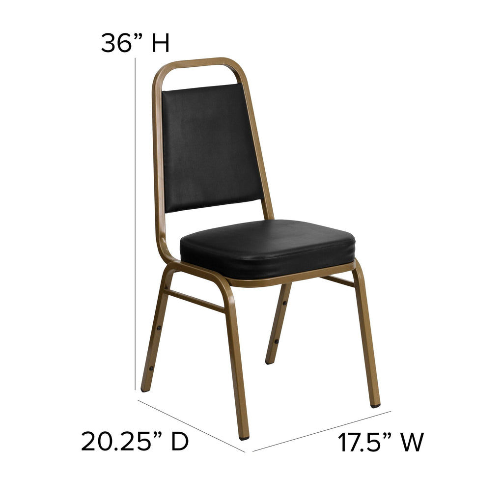 Black Vinyl Stacking Banquet Chair with Gold Frame G16431
