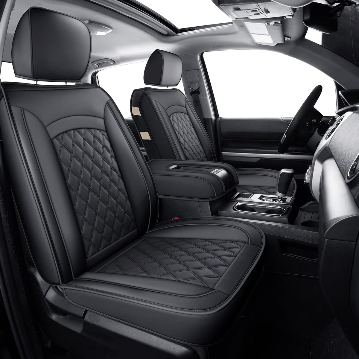 Black Faux Leather Seat Covers B6426