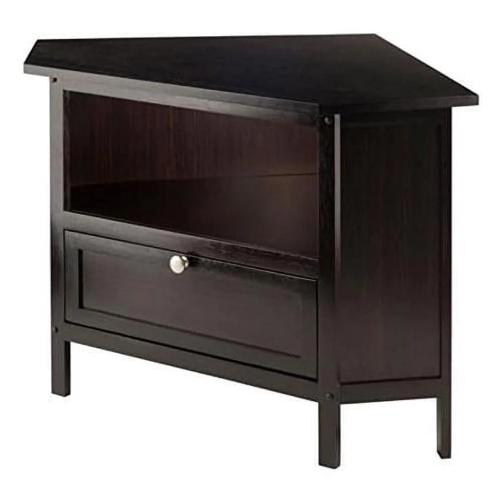 Espresso Corner TV Media Stand with Open Shelf F7415