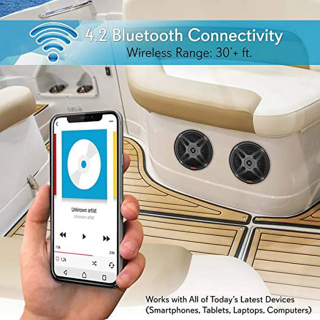 6.5 Inch 600 W 2 Way Waterproof Bluetooth Marine Speakers, Pair J653