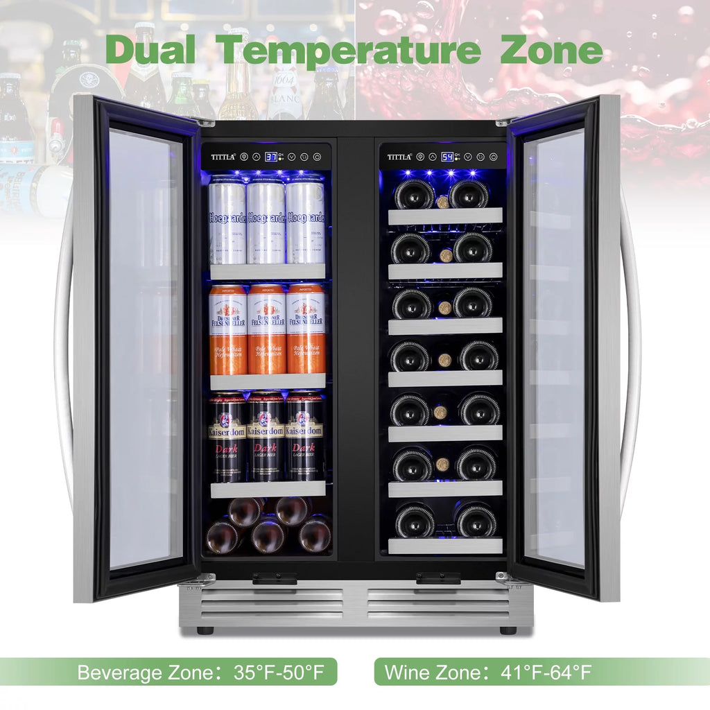 Built in Wine Cooler Beverage Cooler 18-Wine Bottles and 57 Cans Dual Zone K783