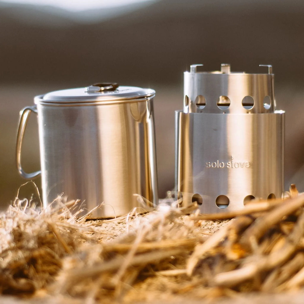 Portable Wood Burning Campstove with 900 ml Pot, 304 Stainless Steel, Compact F699