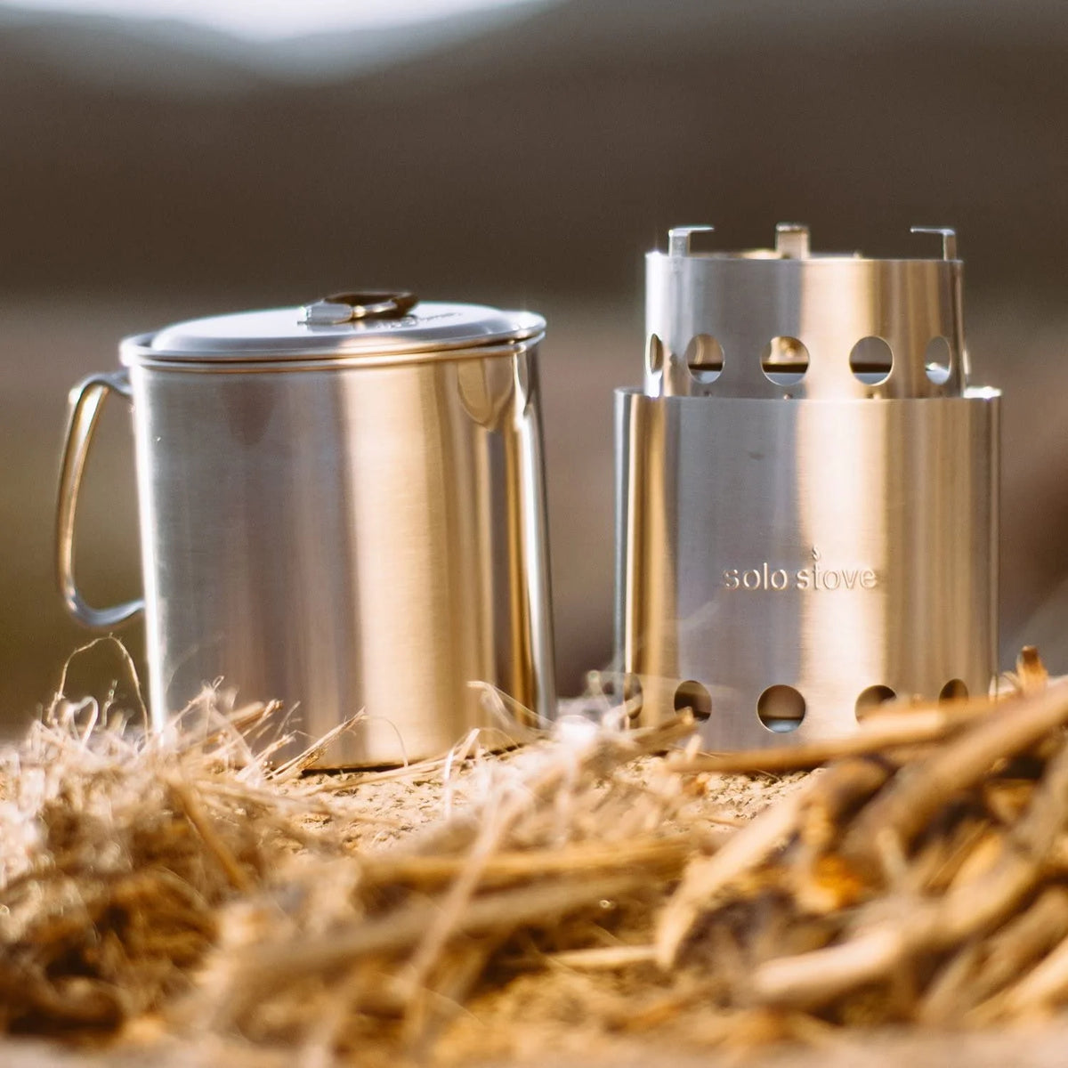 Portable Wood Burning Campstove with 900 ml Pot, 304 Stainless Steel, Compact F699