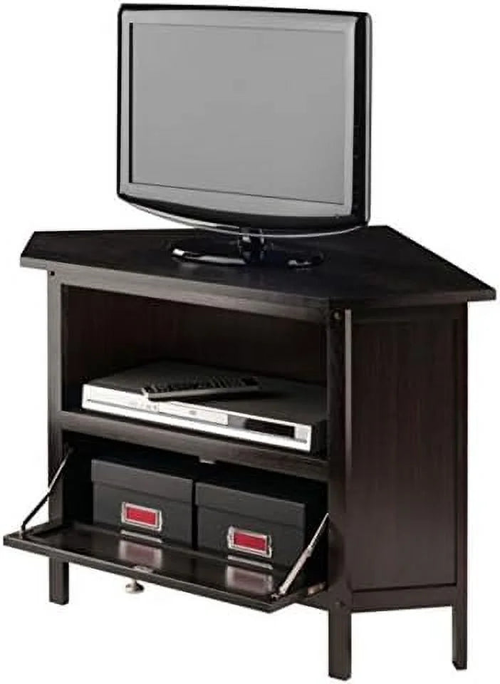 Espresso Corner TV Media Stand with Open Shelf F7415