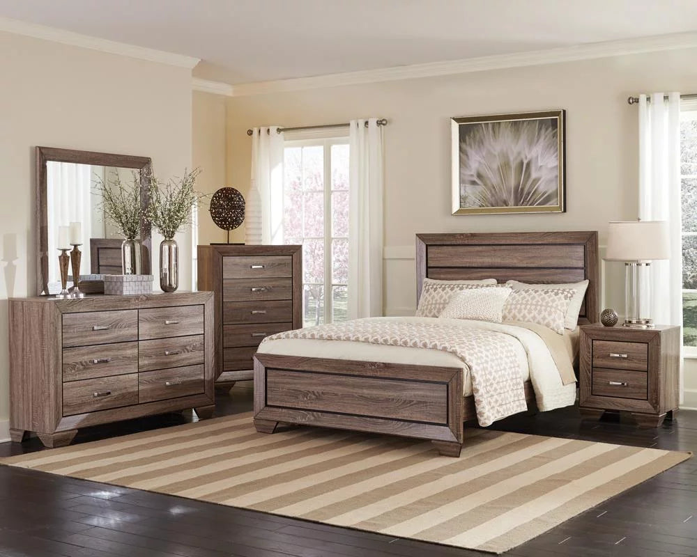 Queen Panel Bed Washed Taupe H6491
