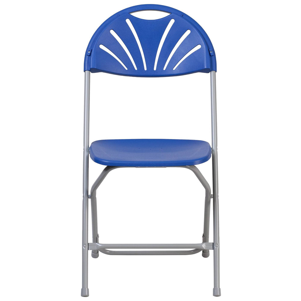 2 Pack Blue Plastic Fan Back Folding Chair F1651