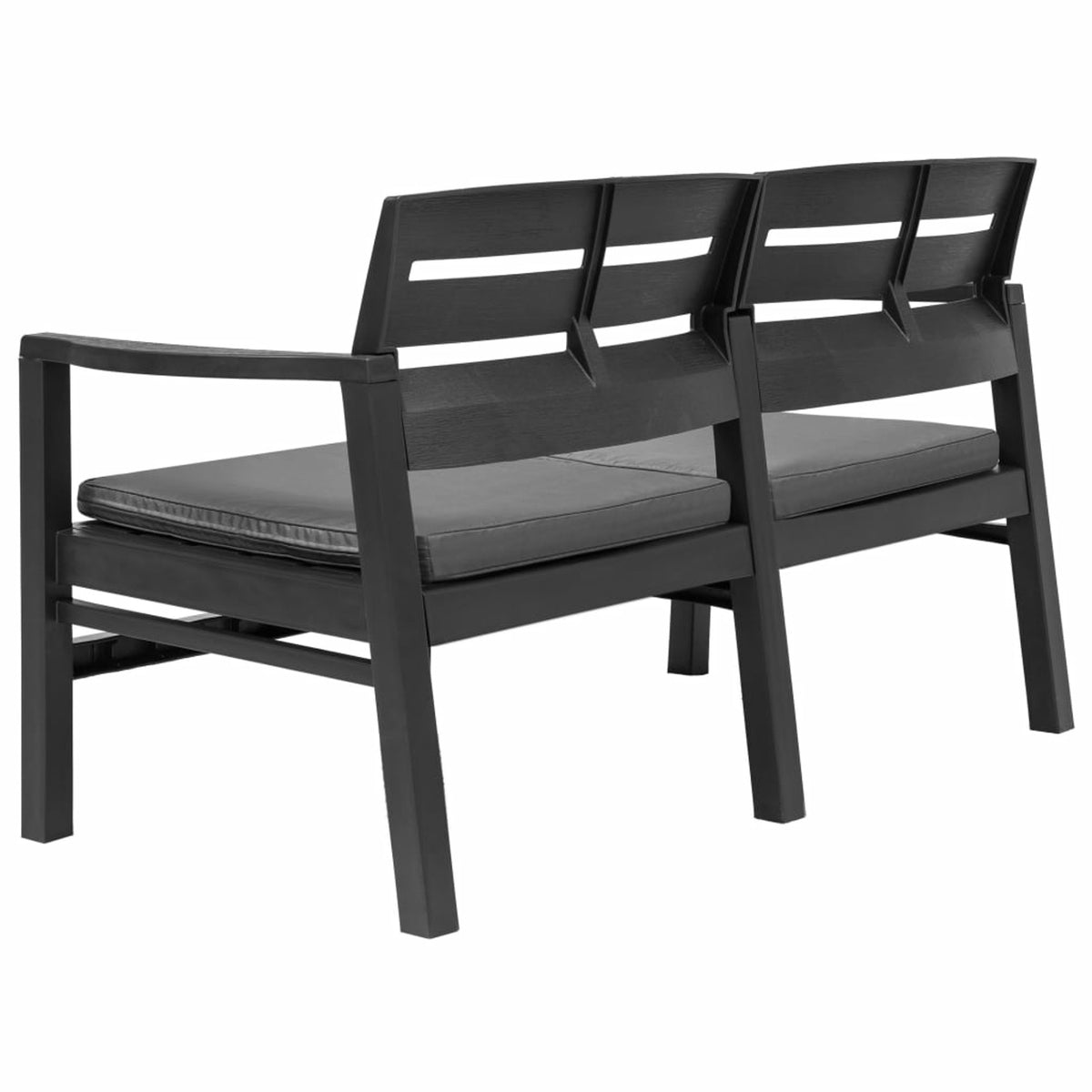 4 Piece Patio Lounge Set with Cushions, 2 Armchairs and Coffee Table Plastic Outdoor Sectional Sofa Set G245