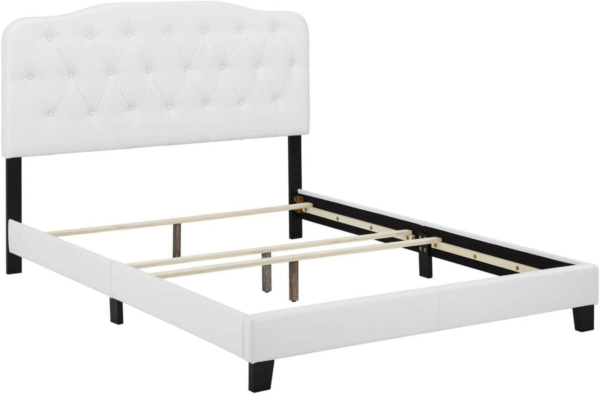 White Faux Leather Bed S57652