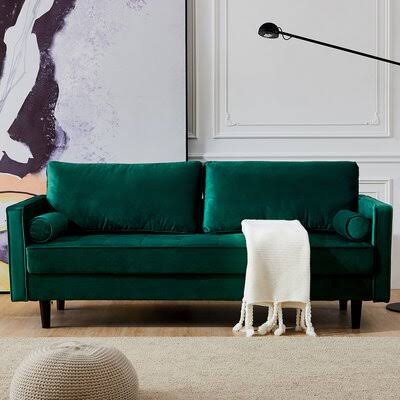 Green Velvet Square Arm Sofa V36757