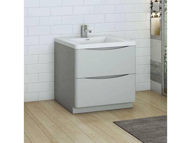 Glossy Gray Free Standing Bathroom Cabinet G947