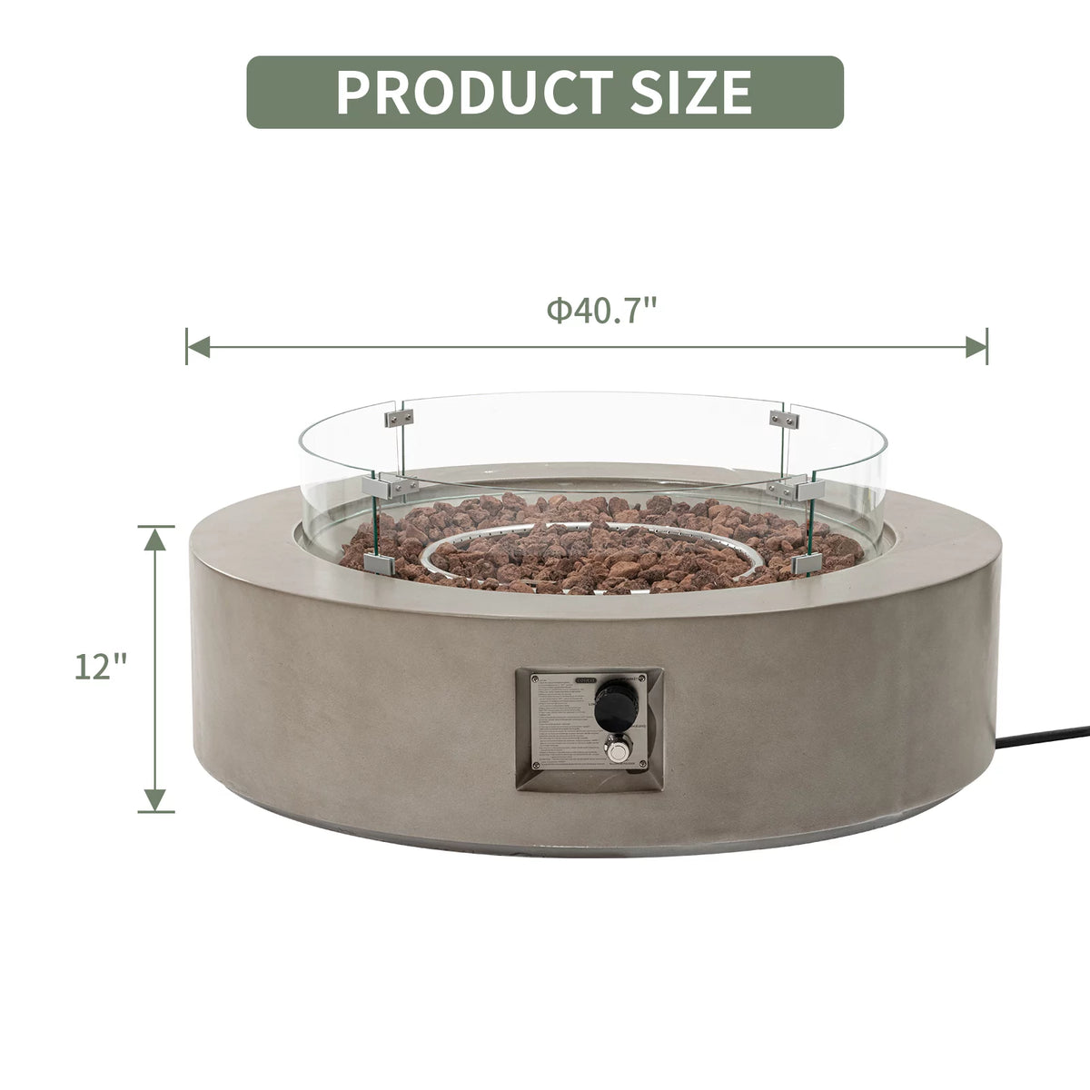 40.5 inch Round Grey Propane Fire Pit Table K86149