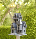 Gothic Castle Birdhouse with Metal Dragon Weathervane N987