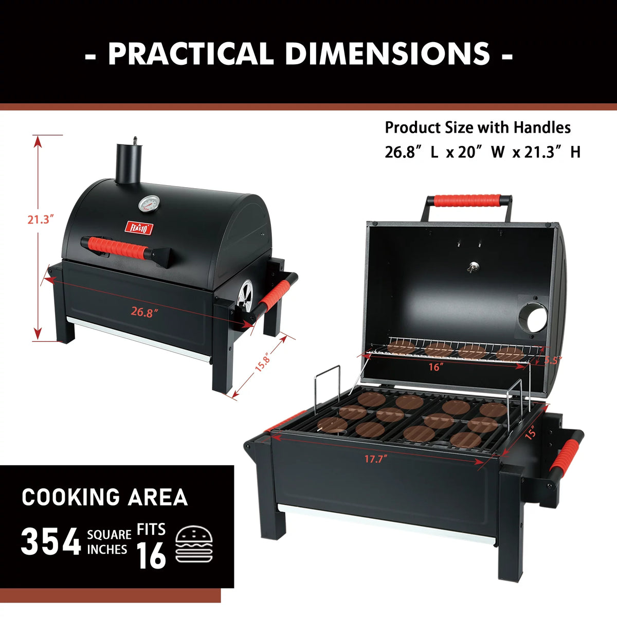 Portable Charcoal Grill with Cast Iron Grates G28695