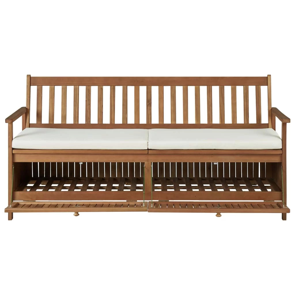 Storage Bench with Cushion Solid Acacia Wood C87331