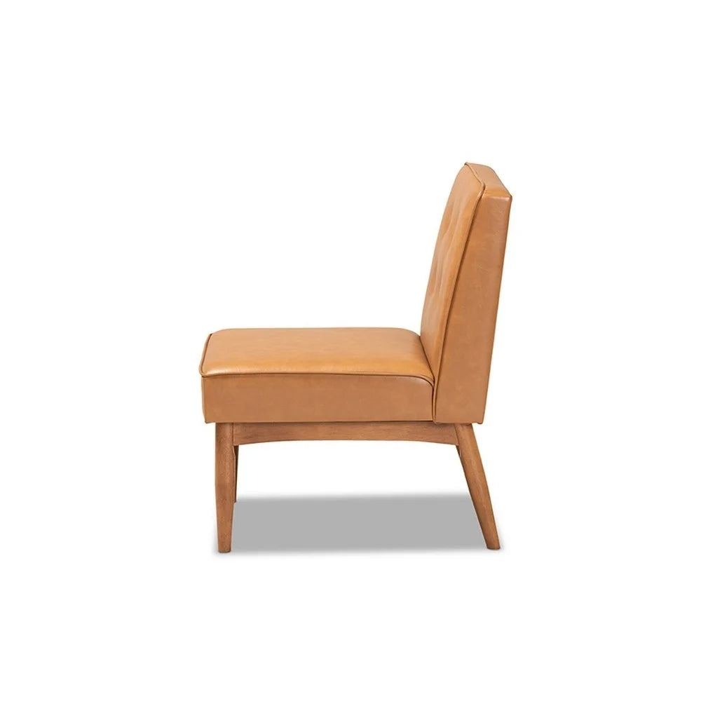 Tan Faux Leather Upholstered Wood Dining Chair P478886
