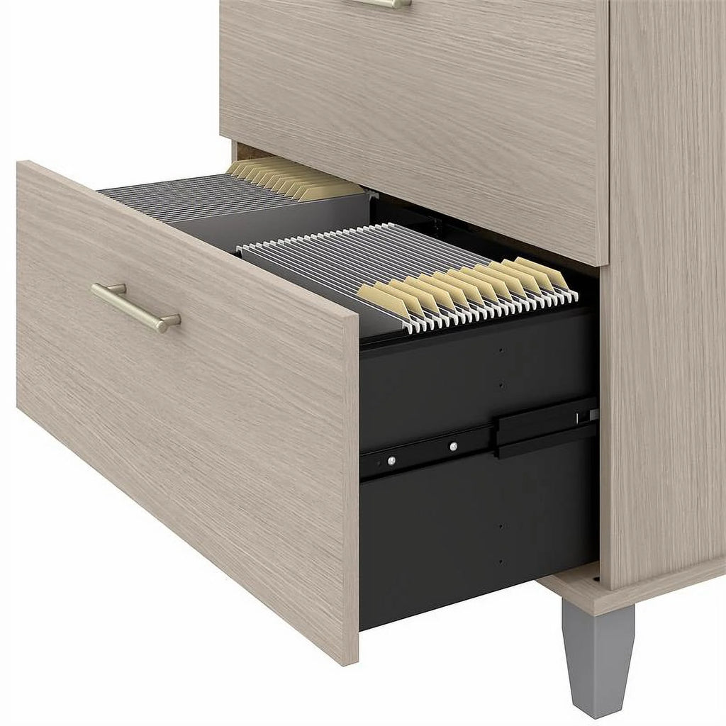 2 Piece Engineered Wood Lateral Filing Cabinet Set in Sand Oak I5937