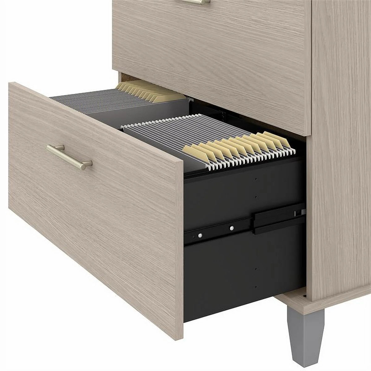2 Piece Engineered Wood Lateral Filing Cabinet Set in Sand Oak I5937