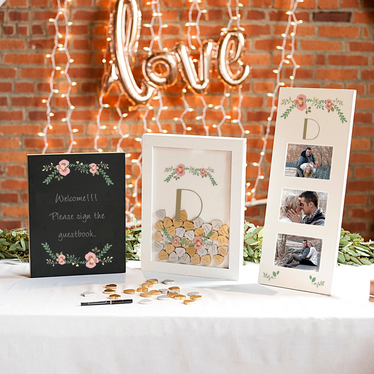 Floral Heart Drop Guestbook P9674