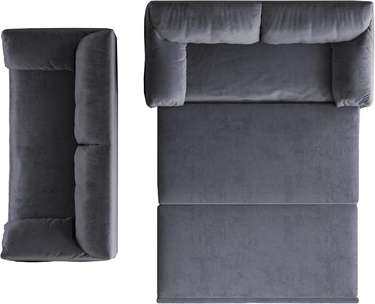 63.8" Queen Pull Out Velvet Sofa Bed with 2 Pillows P902362