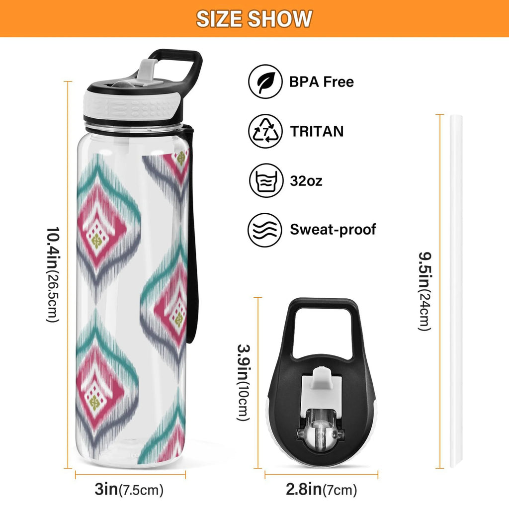 Clear 32oz Tritan Sports Water Bottle with Straw E7008