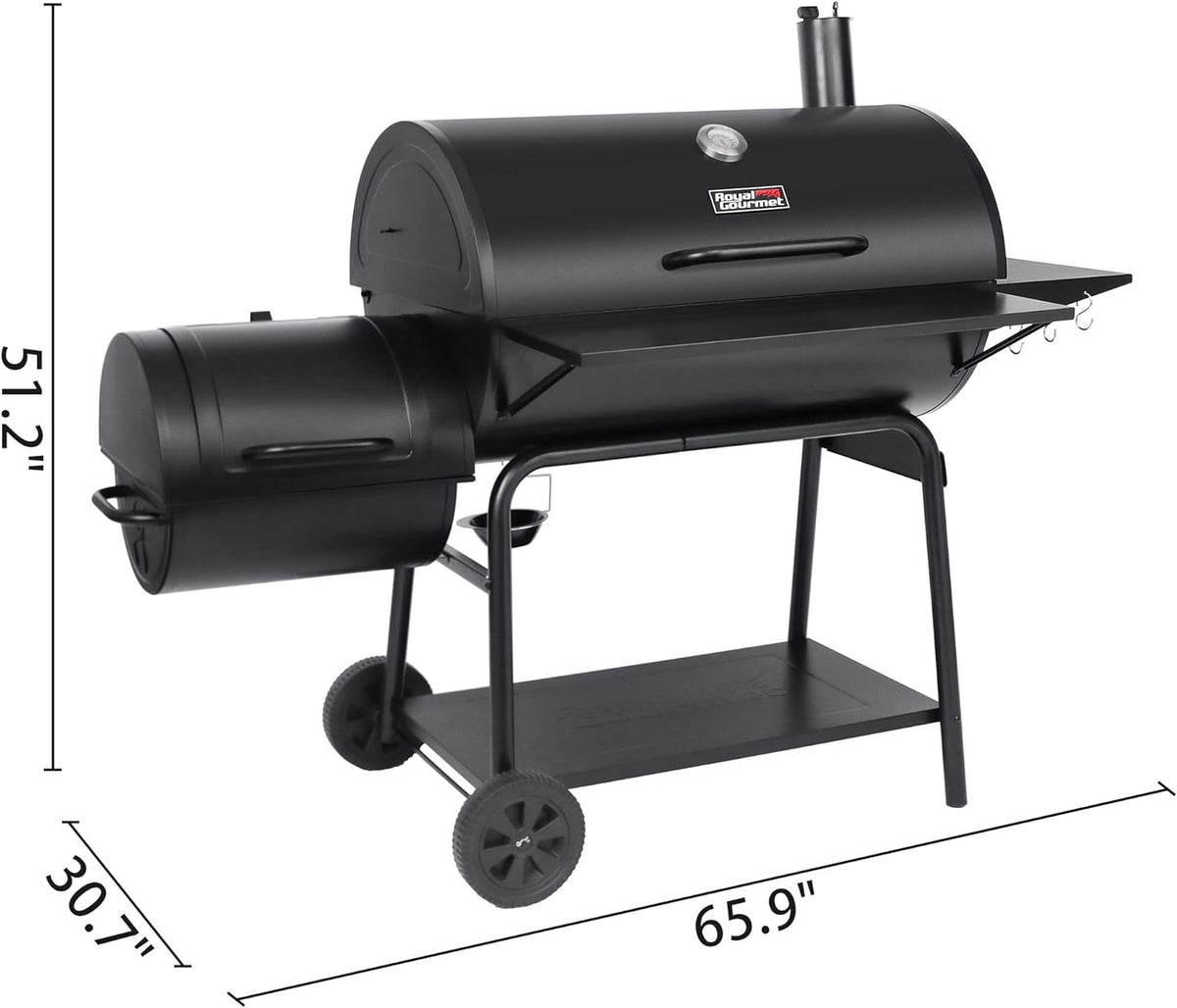 Charcoal Barrel Grill with Offset Smoker, 1188 Square Inches, Black B87572