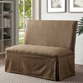 Brown Linen Loveseat Bench E6135