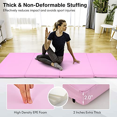 4' x 8' x 2" Folding Exercise Mat with Carry Handles Y289075