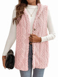 Pink Oversized Fleece Hooded Cardigan X372