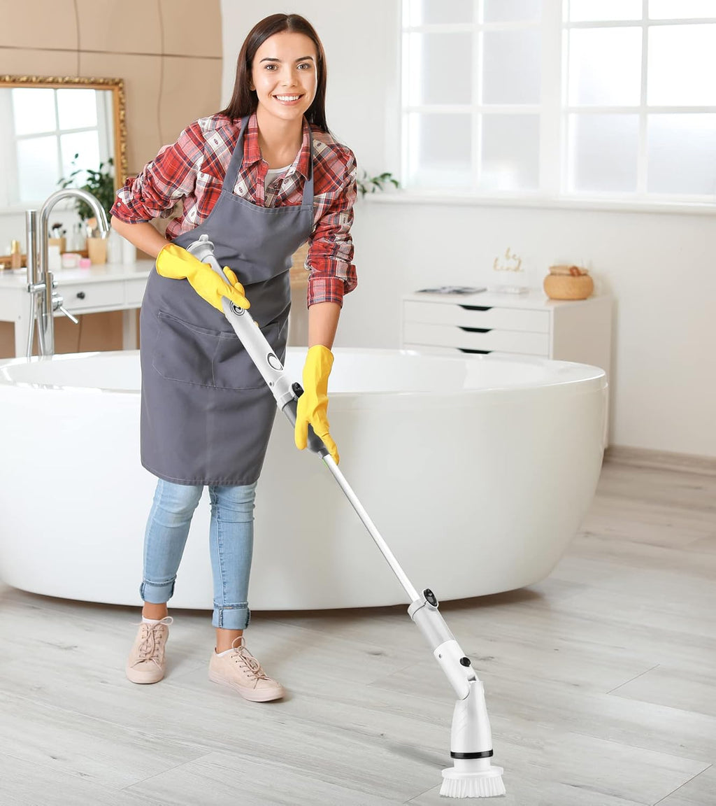 Electric Spin Scrubber with 4 Replaceable Brush Heads and Adjustable Extension Handle, Pack of 2 V8474