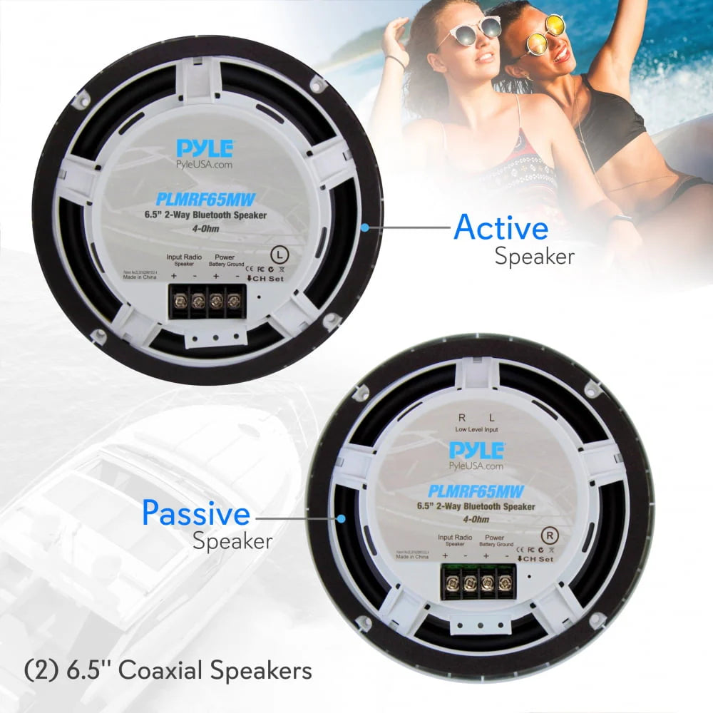 6.5 Inch 600 W 2 Way Waterproof Bluetooth Marine Speakers, Pair J653