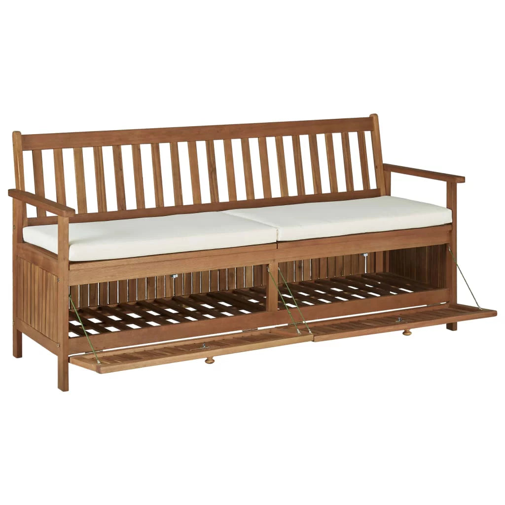 Storage Bench with Cushion Solid Acacia Wood C87331