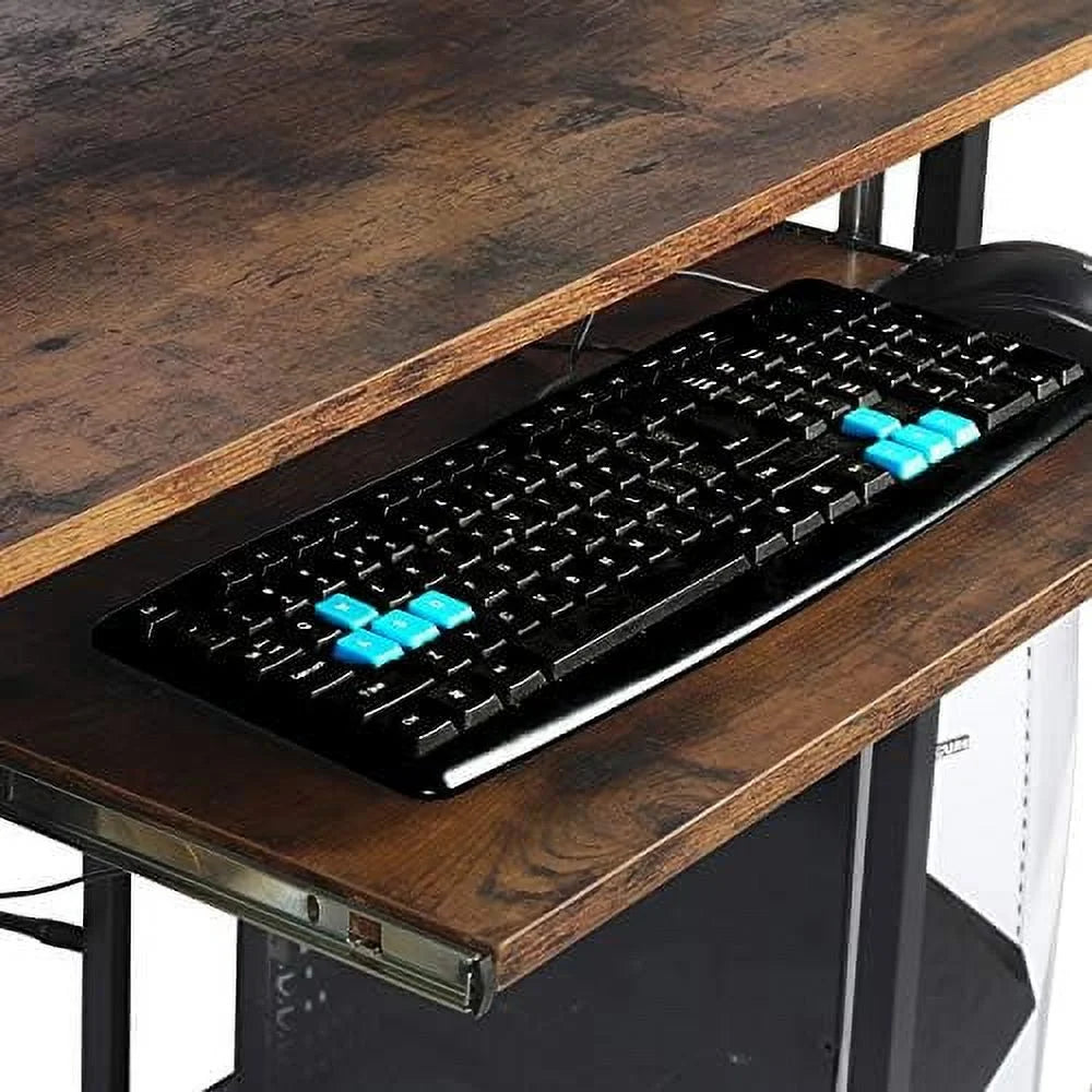 Computer Desk with Keyboard Tray, Hutch, Bookshelf, CPU Stand, Monitor Stand E226