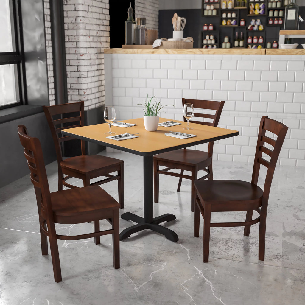 Ladder Back Walnut Wood Restaurant Chair M125601