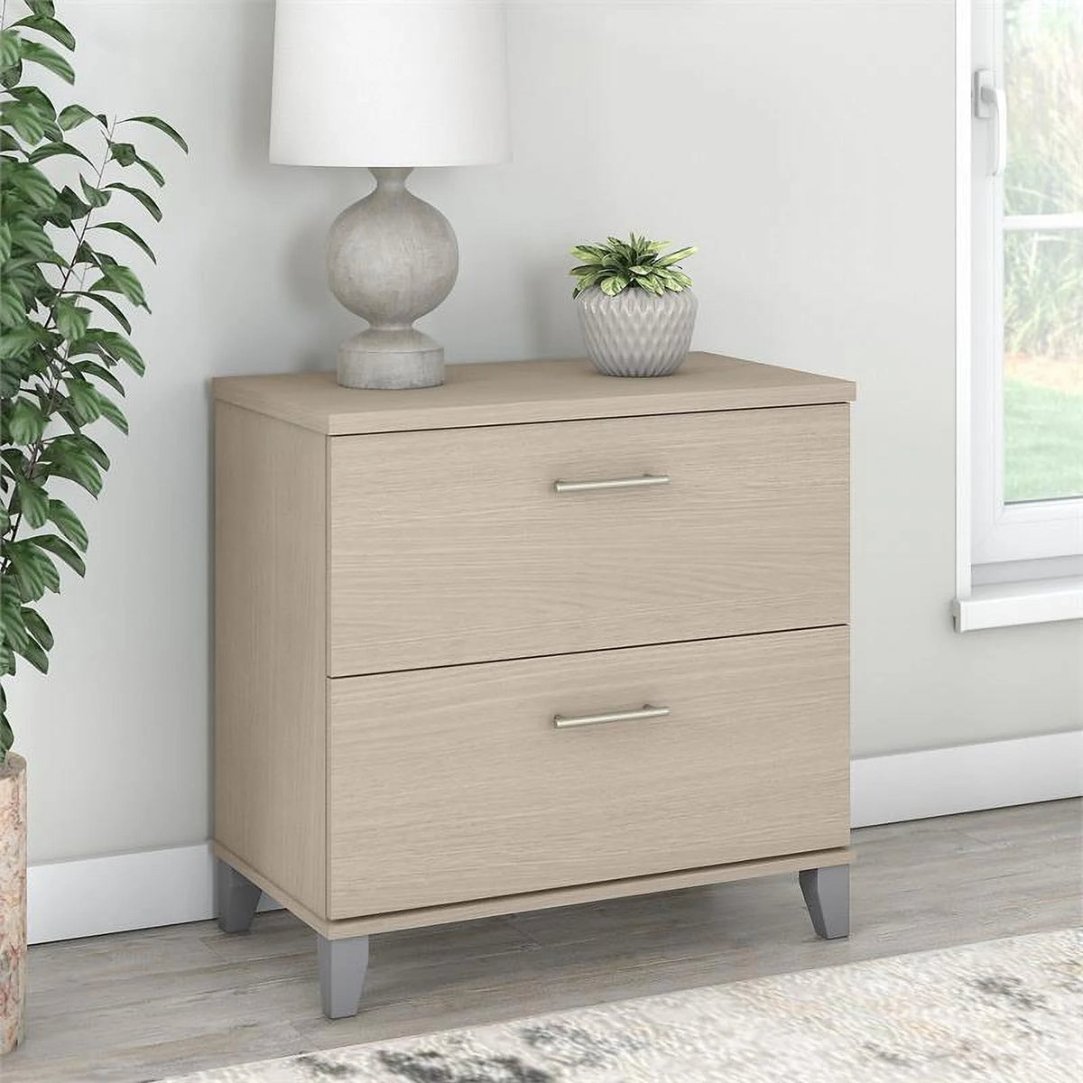 2 Piece Engineered Wood Lateral Filing Cabinet Set in Sand Oak I5937