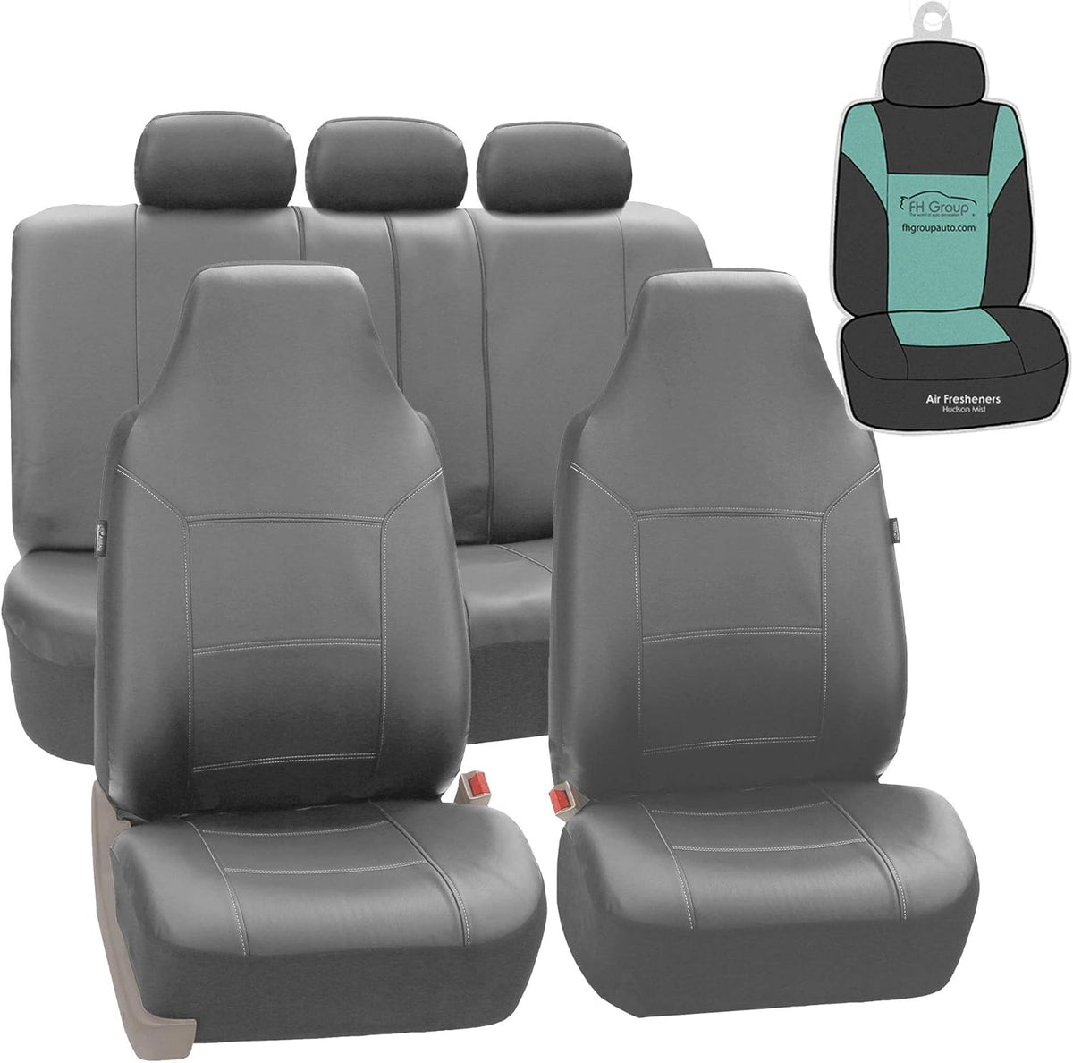 Gray Leather Seat Covers Full Set Pack of 2 D61967