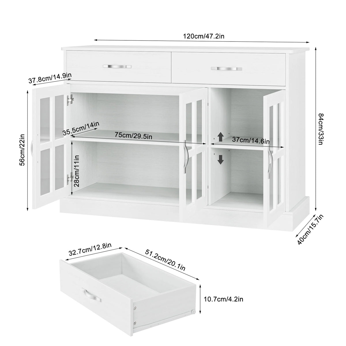 Gray 3 Door 2 Drawer Buffet Cabinet N7372