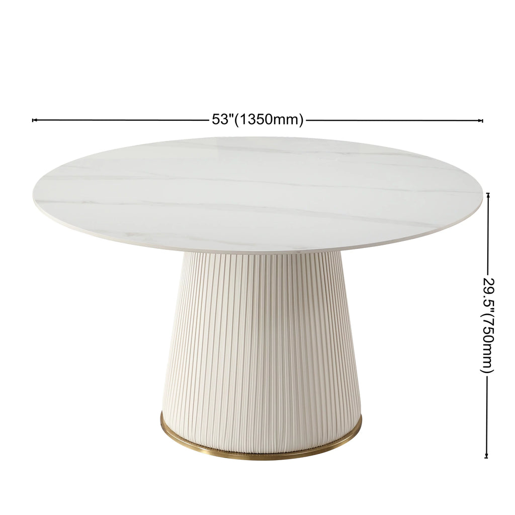White 7 Piece Faux Marble Dining Table Set K67111